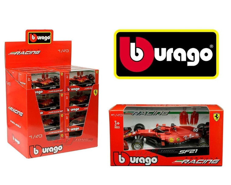 Bburago 1:43 Ferrari Sf21 Carlos Sainz #55 - Formula Racing - Tabletop Display - Diecast