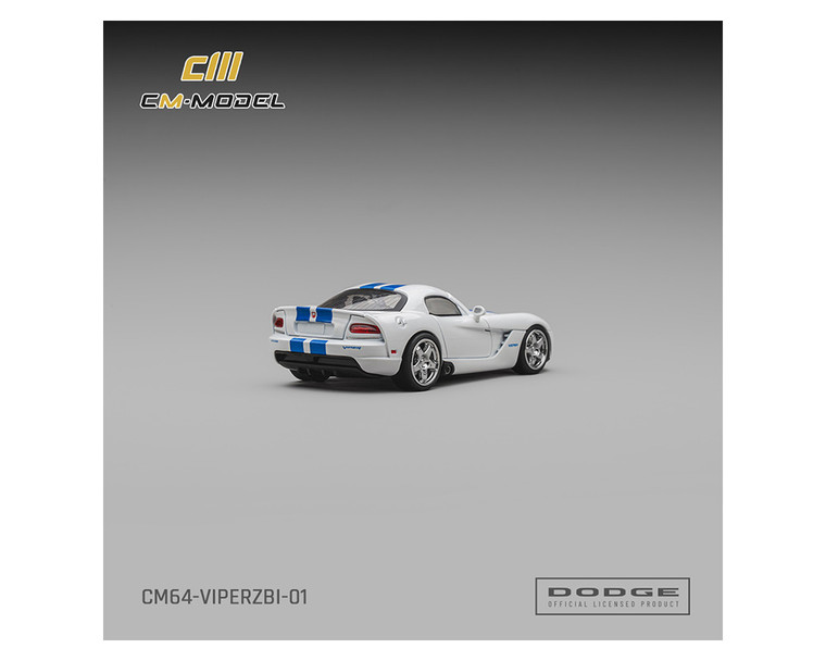 Cm Model 1:64 Dodge Viper (zbi) - Stone White W/ Blue Racing Stripes - Limited Edition - Diecast