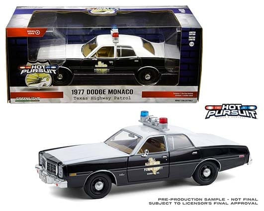 Greenlight 1:24 Window Box Hot Pursuit 1977 Dodge Monaco Texas Highway Patrol Black/white - Diecast