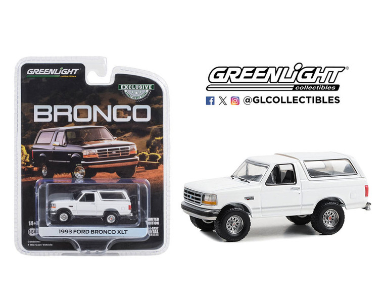 Greenlight 1:64 1993 Ford Bronco Xlt - White - Hobby Exclusive - Diecast