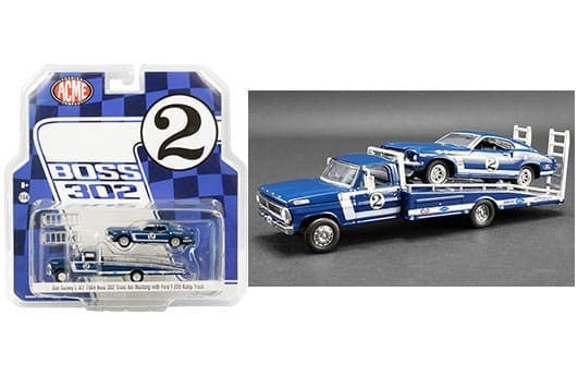 Greenlight 1:64 Acme - 1969 Ford F-350 Ramp Truck With Ford Mustang Trans Am Blue - Diecast