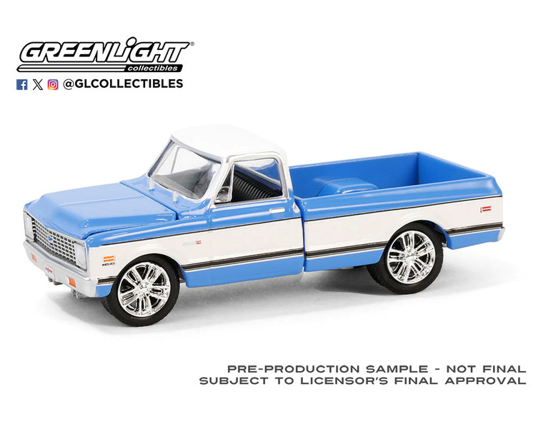 Greenlight 1:64 Barrett-jackson Series 14 - 1971 Chevrolet C10 Super Cheyenne Custom Pickup - Blue (palm Beach 2023) Solid Pack - Diecast