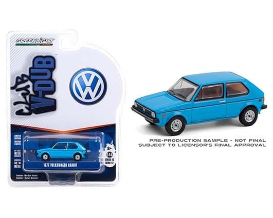 Greenlight 1:64 Club Vee-dub Series 12 - 1977 Volkswagen Rabbit - Miami Blue Solid Pack - Diecast