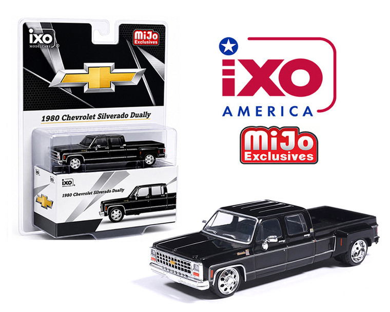 Ixo Model 1:64 1980 Chevrolet Silverado C30 Crew Cab Dually Lowered - Black - Limited Edition - Mijo Exclusives - Diecast