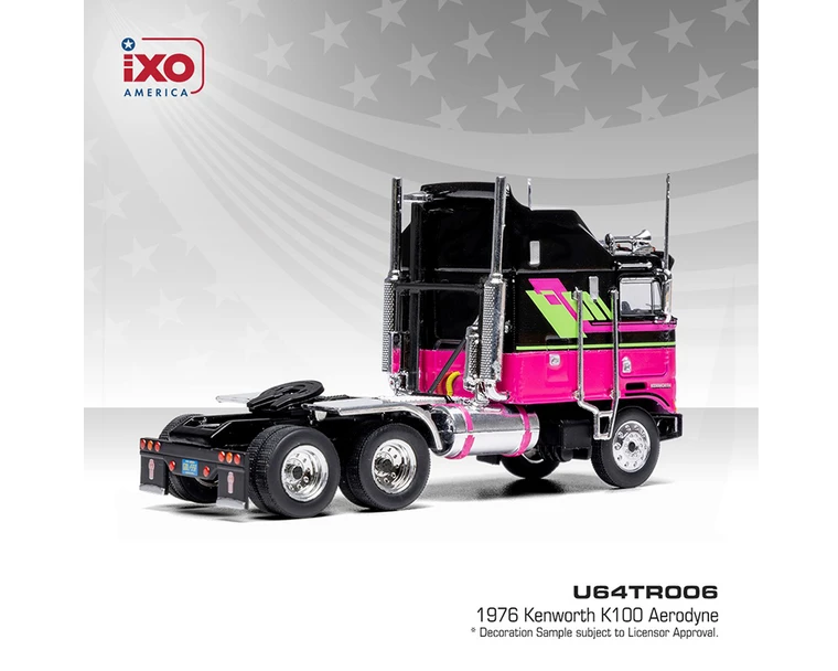 Ixo Models 1:64 1976 Kenworth K100 Aerodyne - Black And Pink - Diecast