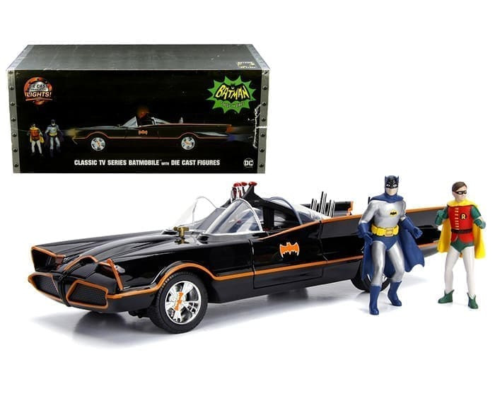 Jada 1:18 Classic Tv Series Batmobile With Batman And Robin Die-cast Figures - Dc Comics - Hollywood Rides - Diecast