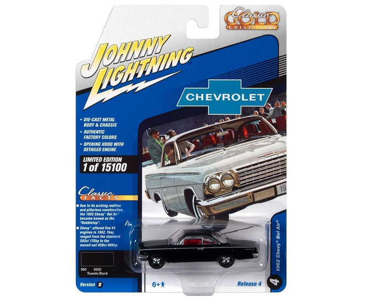 Johnny Lightning 1:64 Classic Gold 2022 Release 4 Version B - 1962 Chevrolet Bel Air Bubbletop - Diecast