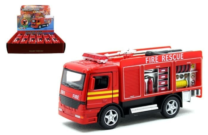 Kinsfun 5" Rescue Fire Engine (red) - Display Tray Box Of 12 - Diecast
