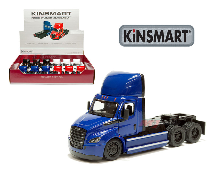 Kinsmart 1:62 5" Freightliner Ecascadia - 4 Colors - Display Tray Box Of 12 - Diecast