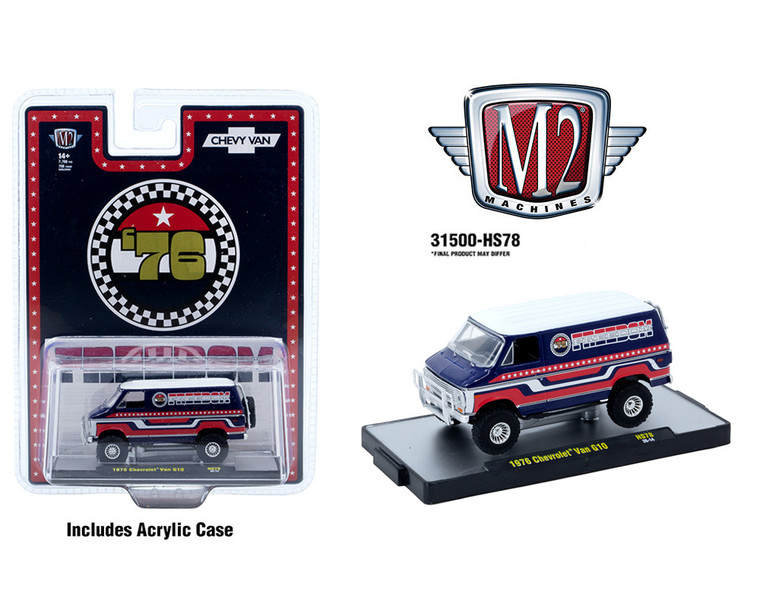 M2 Machines 1:64 1976 Chevrolet Van Freedom Eddition - Red- Hobby Exclusive - Diecast