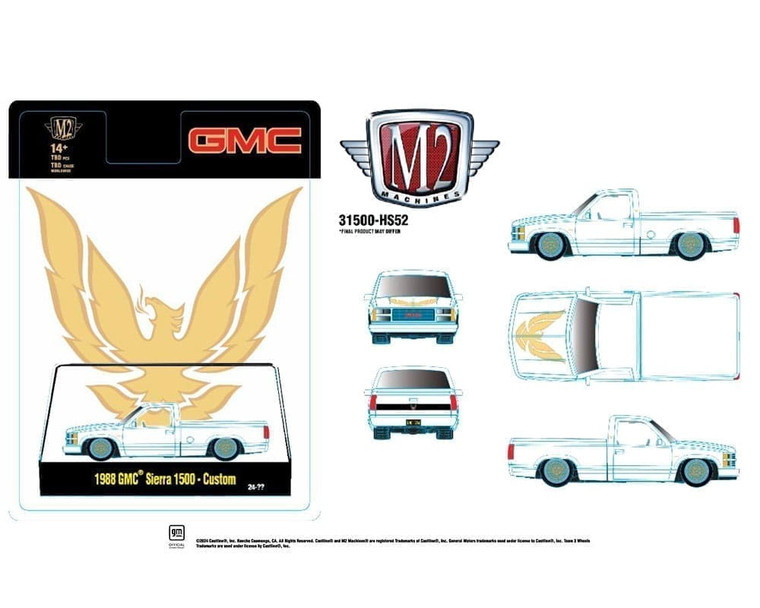 M2 Machines 1:64 1988 Gmc Sierra 1500 Custom - White - Hobby Exclusive - Diecast