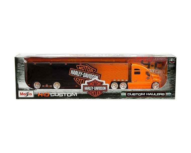 Maisto 1:64 Custom Haulers With Logo - Orange - Harley-davidson - Diecast