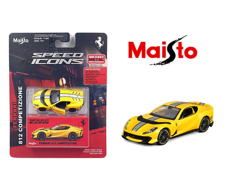 Maisto 1:64 Speed Icons Ferrari 812 Competizione - Yellow - Diecast
