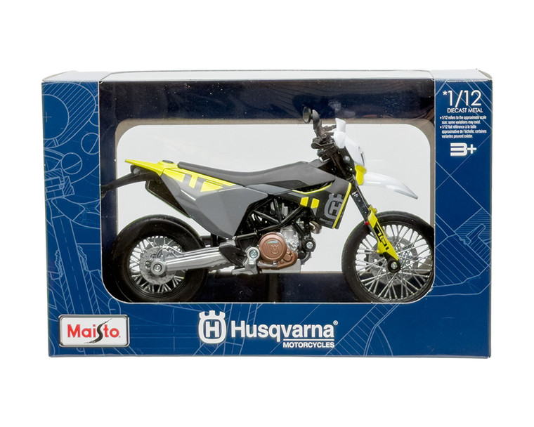 Maisto Motorcycles 1:12 2023 Husqvarna 701 Supermoto - Grey/yellow - Diecast