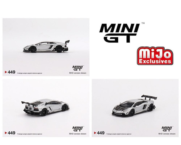 Mini Gt 1:64 Lb Works Lamborghini Aventador Limited Edition Matt Silver - Mijo Exclusive Usa - Diecast