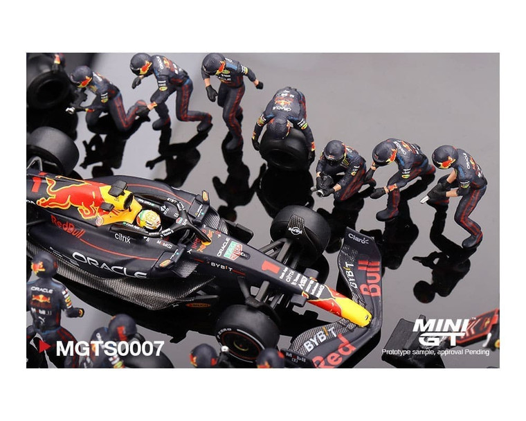 Mini Gt 1:64 Oracle Red Bull Racing Rb18 #1 Max V. 2022 Abu Dhabi Gp Pit Crew Set Limited Edition 5000 Set - Diecast