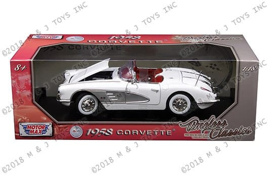 Motor Max 1:18 Timeless Classics - 1958 Chevrolet Corvette Convertible (white) - Diecast