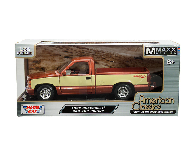 Motormax 1:24 1992 Chevrolet 454 Ss Pickup Truck Two Tone Copper/ Beige - Timeless Legends - Diecast