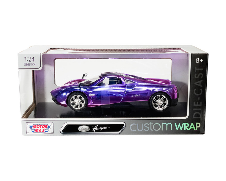 Motormax 1:24 Pagani Huayra - Purple/pink Chrome - Custom Wrap - Diecast