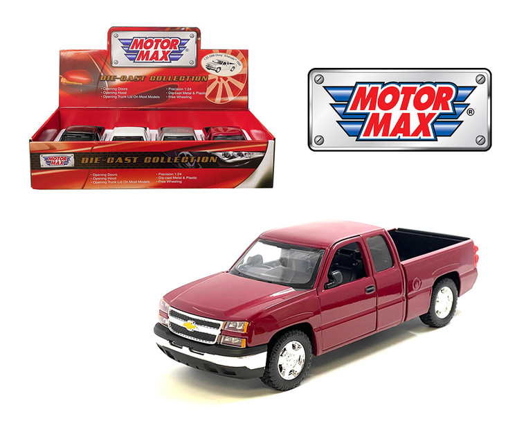 Motormax 1:25 2006 Chevrolet Silverado 1500 - Assorted Colors - Display Tray Set Of 4 - Diecast
