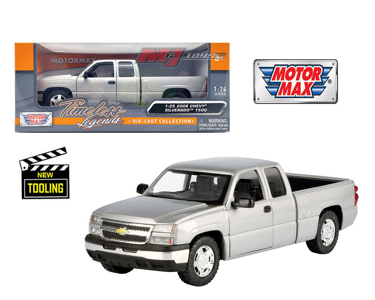 Motormax 1:25 2006 Chevrolet Silverado 1500 - Grey - Diecast