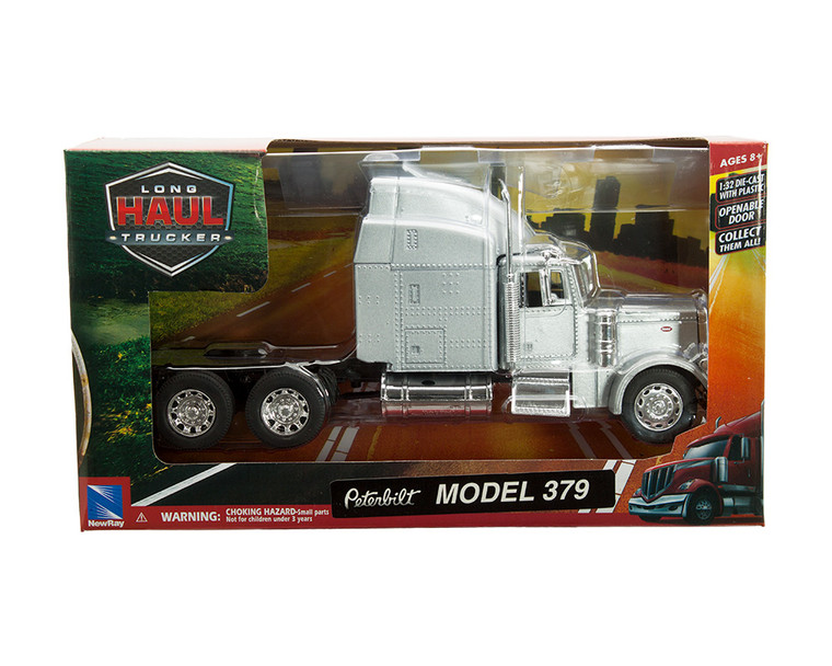 New Ray 1:32 Peterbilt Model 379 Tractor - Silver - Long Haul Trucker - Diecast