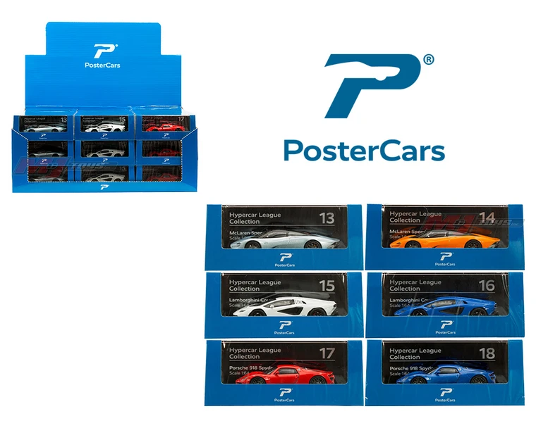 Postercars 1:64 Hypercar League Collection H13-18 Tabletop Display - Diecast