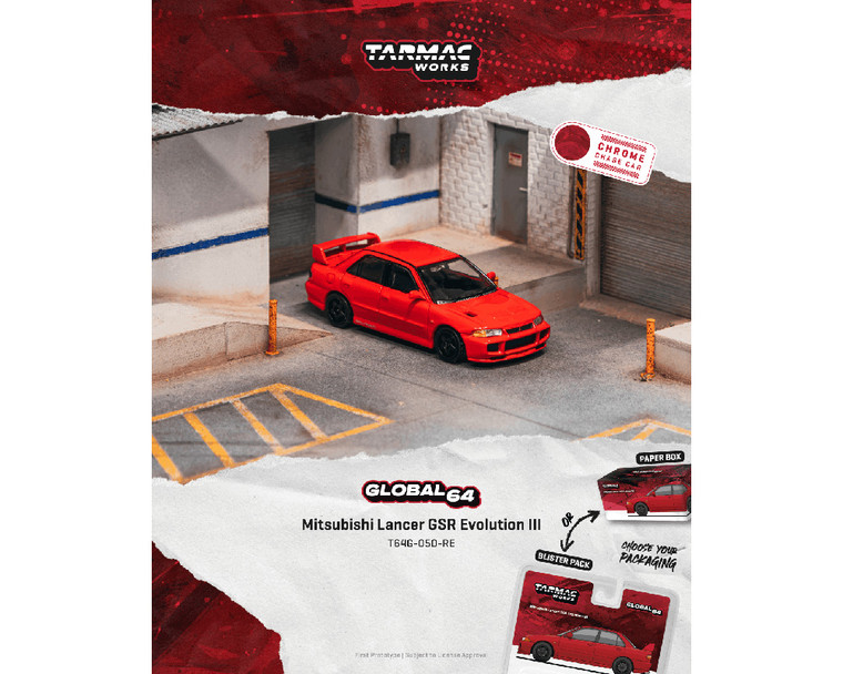 Tarmac Works 1:64 Mitsubishi Lancer Gsr Evolution Iii - Red - Global64 - Diecast