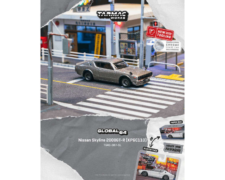 Tarmac Works 1:64 Nissan Skyline 2000gt-r (kpgc110) - Silver - Global64 - Diecast