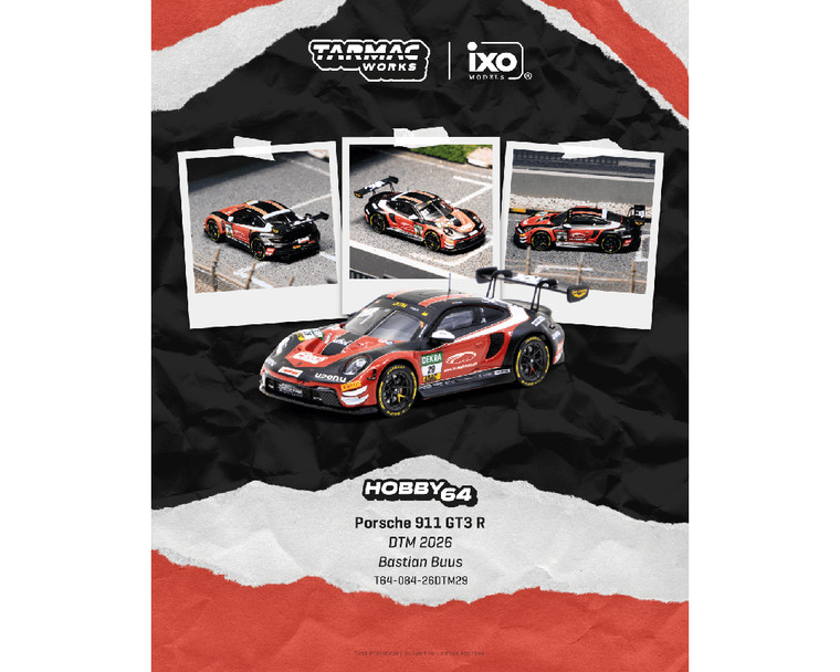 Tarmac Works 1:64 Porsche 911 Gt3 R Dtm 2026 Bastian Buus - Hobby64 - Diecast