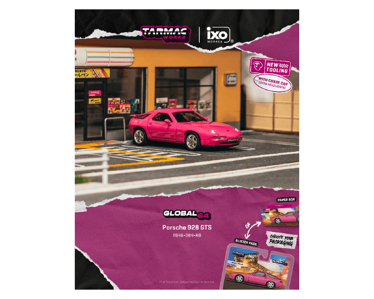 Tarmac Works 1:64 Porsche 928 Gts - Pink - Global64 - Diecast