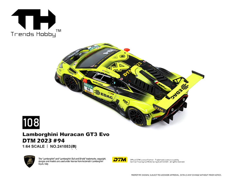 Trends Hobby 1:64 Lamborghini Huracan Gt3 Evo - Dtm 2023 #94 - Diecast