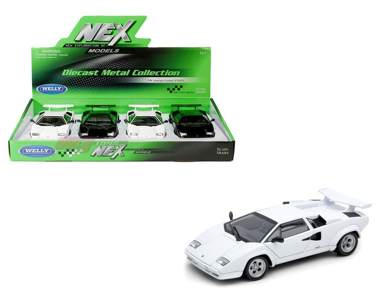 Welly 1:24 Lamborghini Countach Lp 5000 S - White, Black - Display Tray Set Of 4 - Diecast