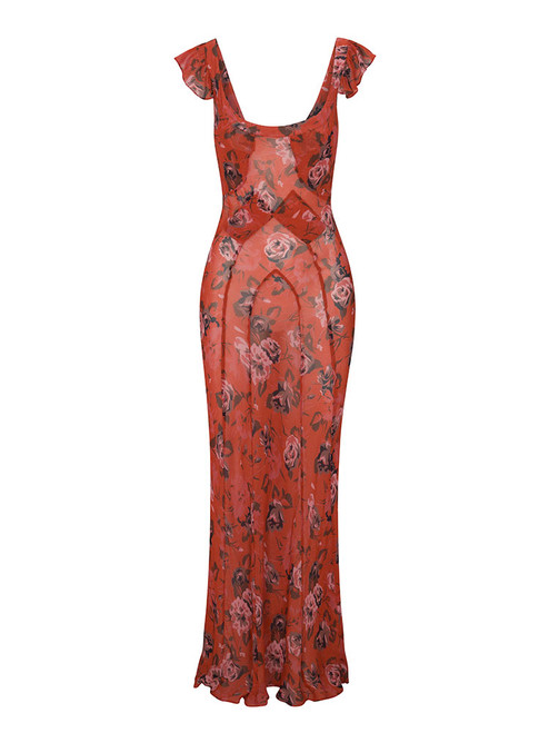 Allegra Aura, Red Spot Silk Maxi Dress