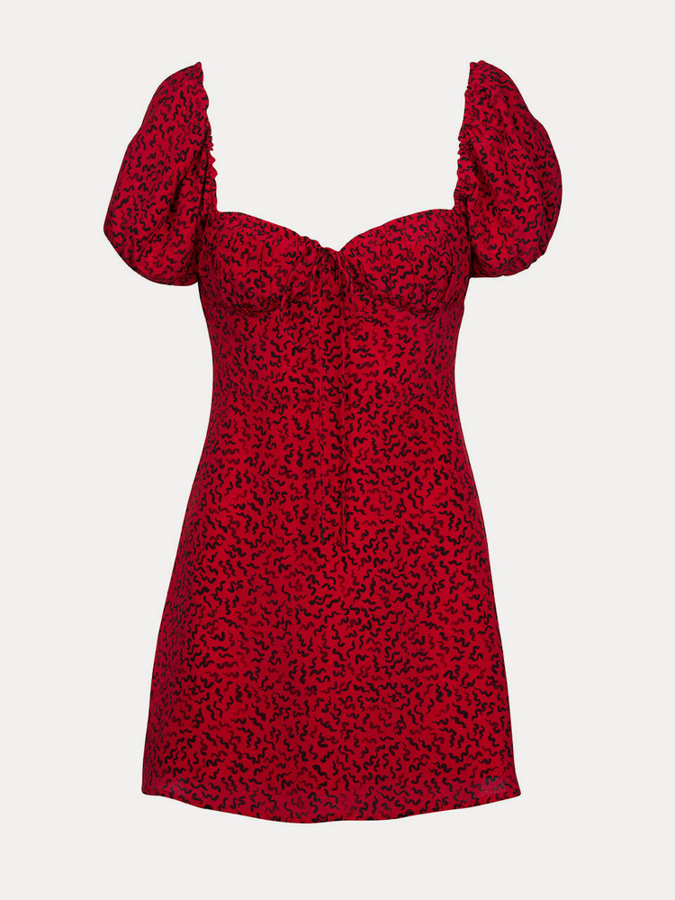 The Venus Red Squiggle Bustier Mini Dress Realisation Par