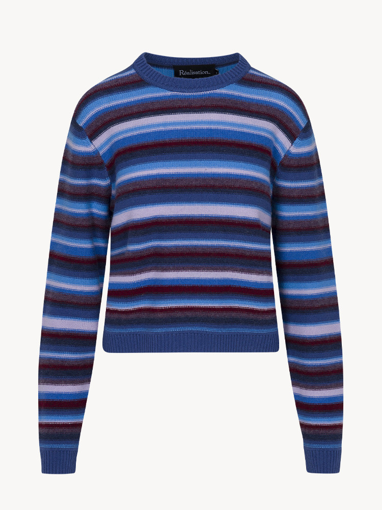 The Ani Sweater | Blue Striped Cashmere Wool Knit Jumper | Réalisation Par