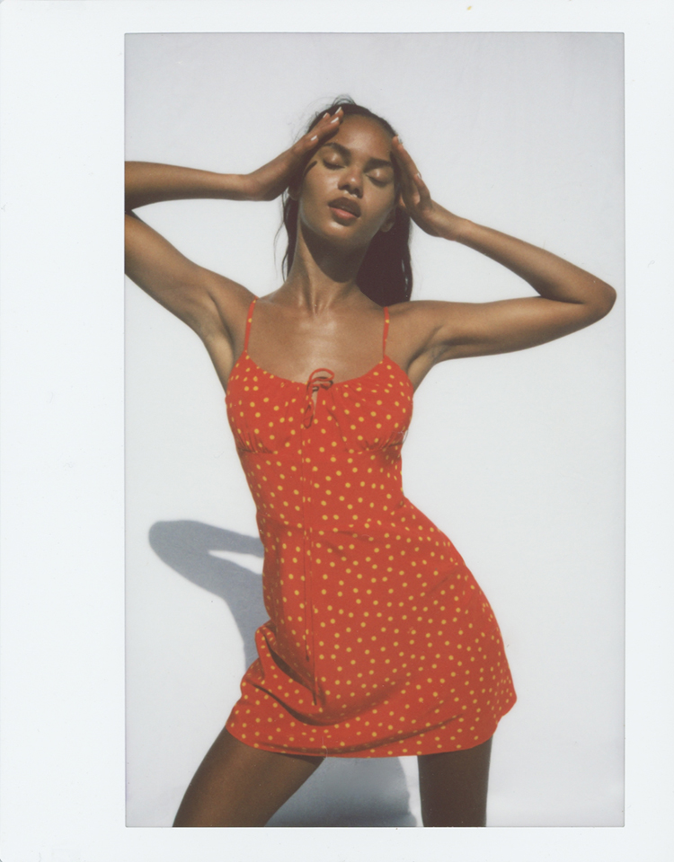 red and polka dot dress