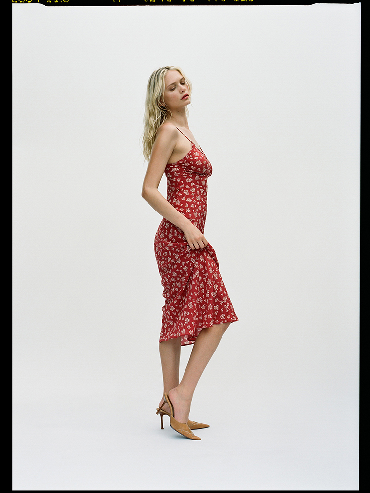 Iggy Saffron Red Silk Slip Dress | Réalisation