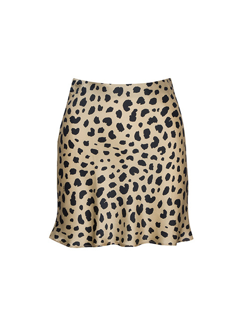 Leopard Print Mini Slip Skirt 