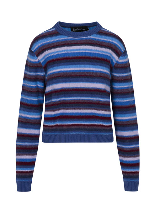 The Ani Sweater | Blue Striped Cashmere Wool Knit Jumper