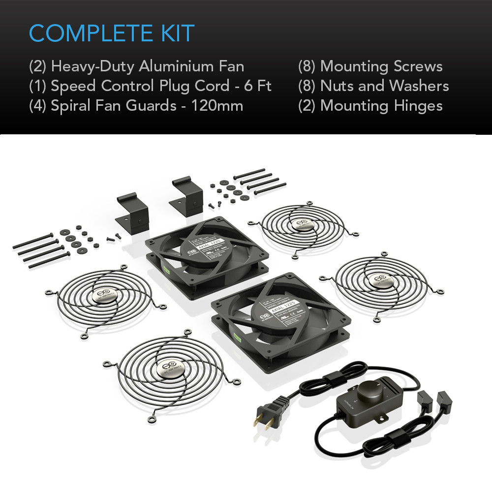For Doorway Dual 120mm Muffin Fan With Speed Controller