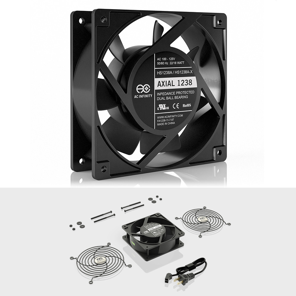 Axial エンジン 冷却フィン付き AXIAL 1238, 120V AC Muffin Cooling Fan, 120mm x 120mm x 38mm - AC