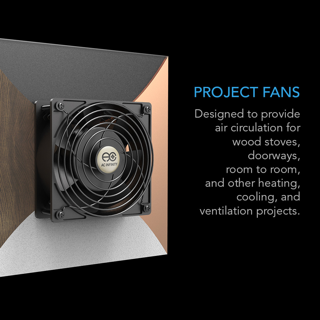 Doorway fan, room-to-room fan, fireplace fan, pellet wood stove fan, ventilation and circulation fan