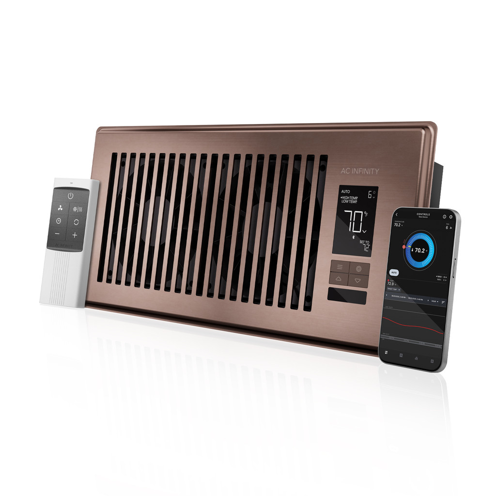 AIRTAP T4 Bronze, Register Booster Fan for 4” x 10” Register Holes, Improves Heating & Cooling from AC Vents, with 10-Level Speeds and Bluetooth Integrated App Control
