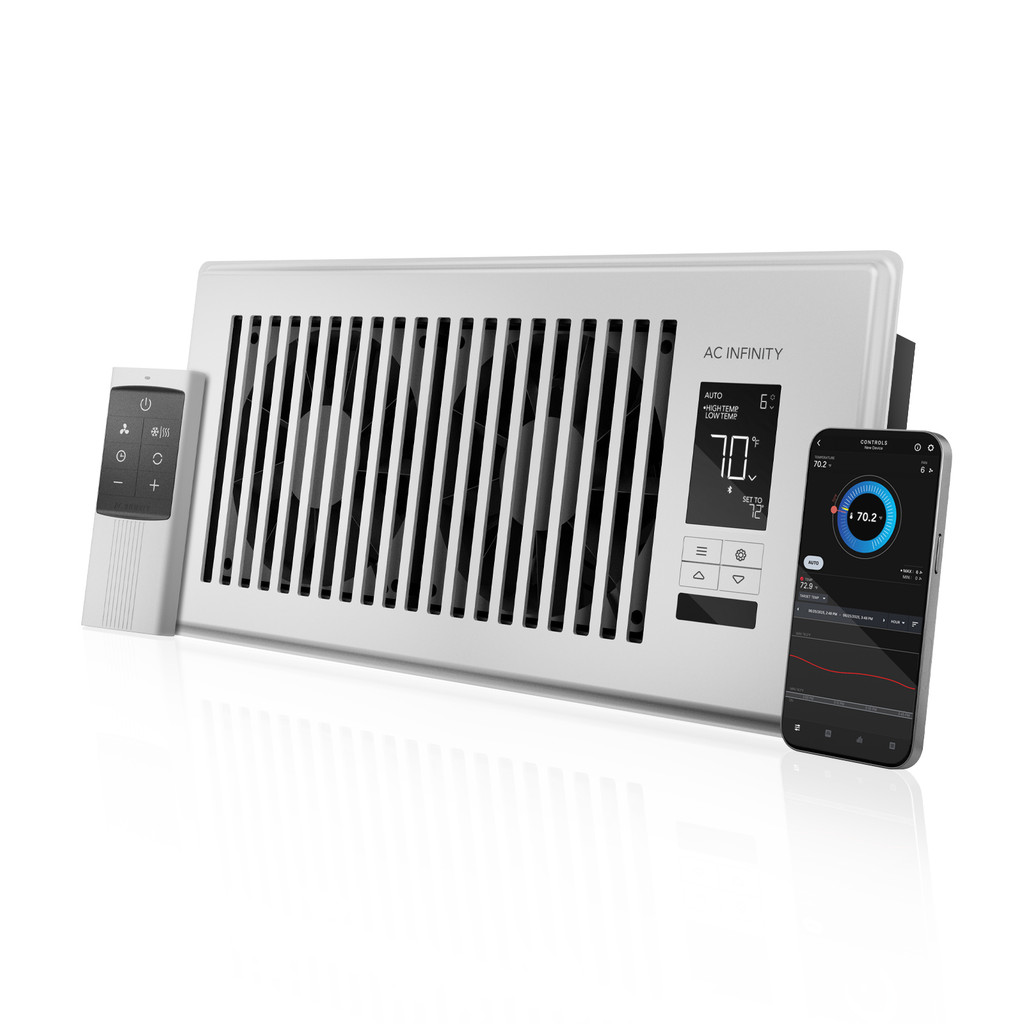 AIRTAP T4 White, Register Booster Fan for 4” x 10” Register Holes, Improves Heating & Cooling from AC Vents, with 10-Level Speeds and Bluetooth Integrated App Control