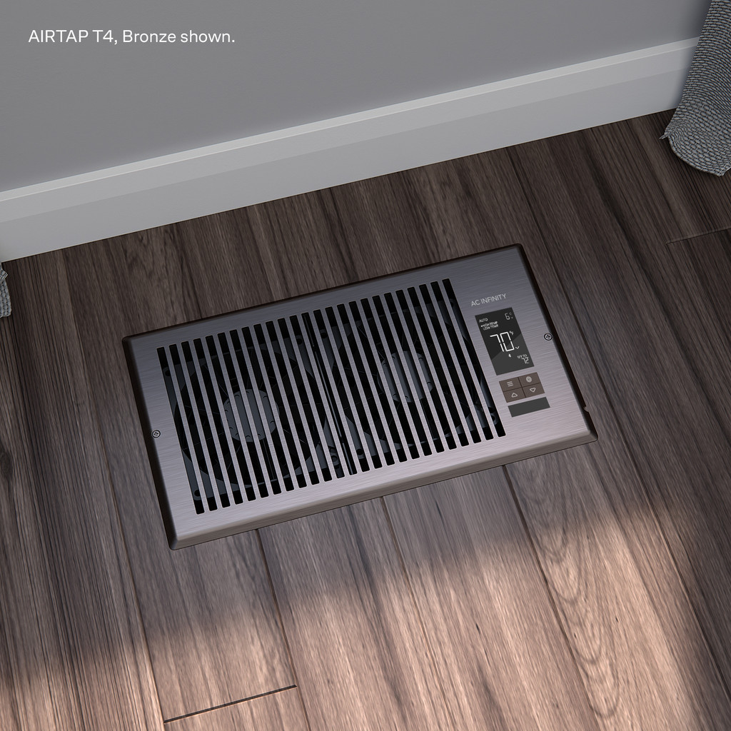 Bluetooth Register Booster Fan for 4” x 12” Register Holes, Improves Heating & Cooling from AC Vents, with 10-Speed Control and Bluetooth Integrated App Control