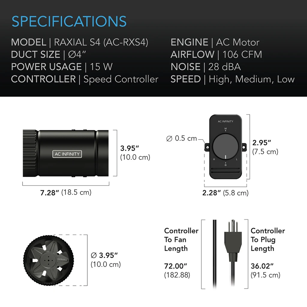 Quiet Duct Booster Fan for Attics, Workshops, Basements, Kitchens and Bathrooms