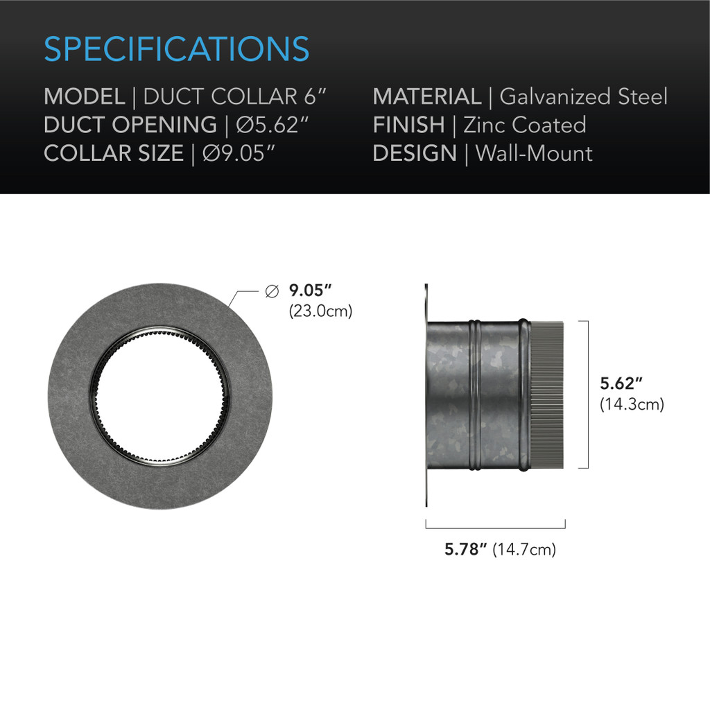 Galvanized Steel Duct Take-Off Collar Inlet Flange Starter Collar