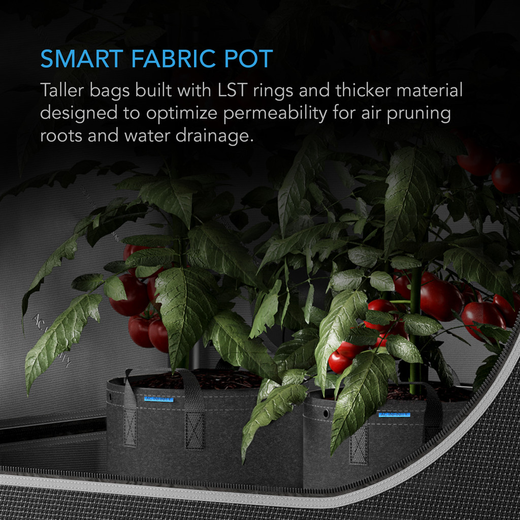 Thick Nonwoven Fabric Pots Grow Bags with Multi-Purpose Rings, for Plant Hanging and Low Stress Training