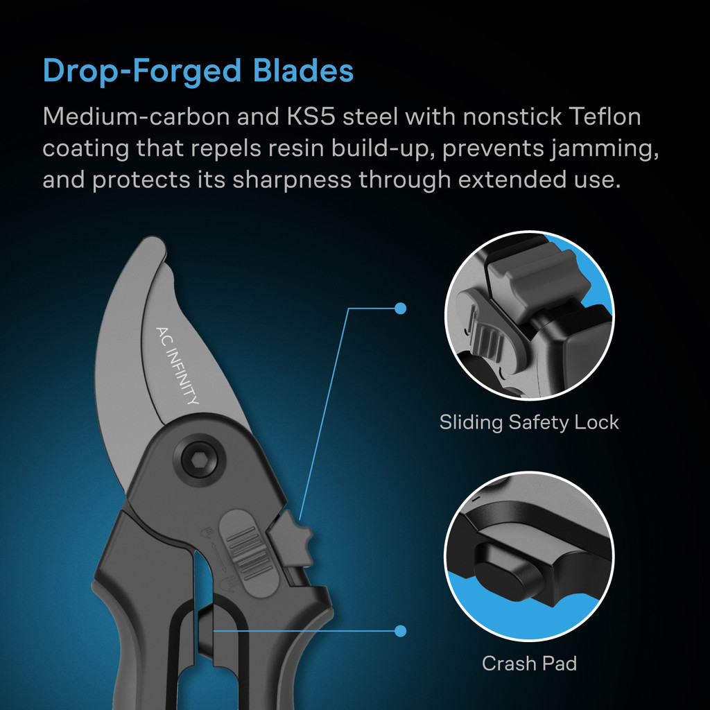 Teflon-Coated Medium-Carbon KS5 Steel Bypass Blades for Gardening, Indoor Growing, Hydroponics